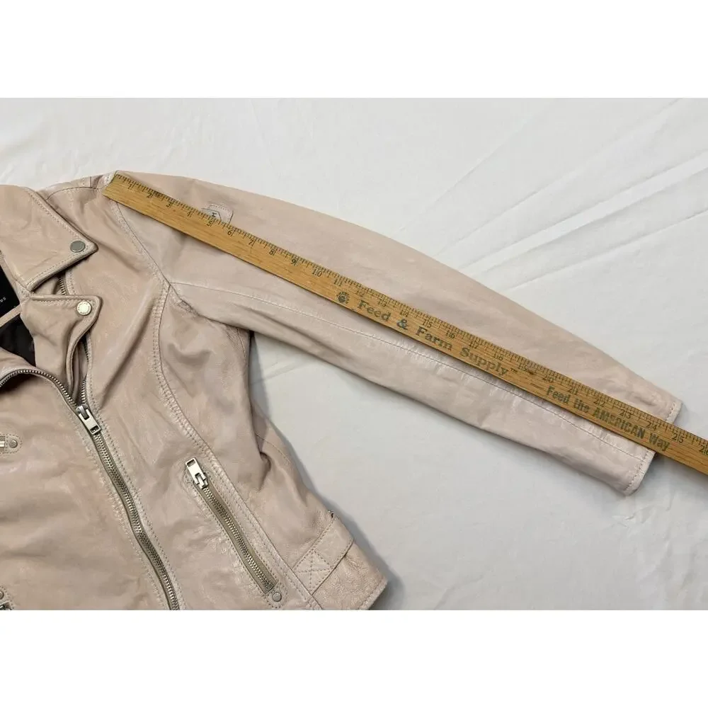 Mauritius Women's Sofia Lamb Leather Pale Pink Full Zip Jacket Women’s Size 8